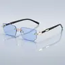 frameless square gradient modern sunglasses, Stylish sunglasses, men's and women's colored lens metal version, multiple color choices, metal mirror legs enhance durability