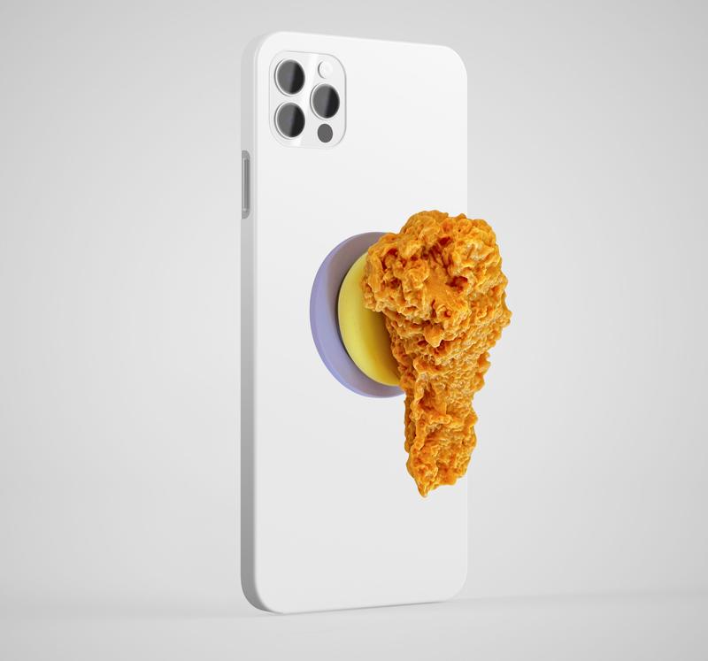 Fried Chicken Magmatic PopSockets Grip – Yellow & Purple Expanding Phone Stand