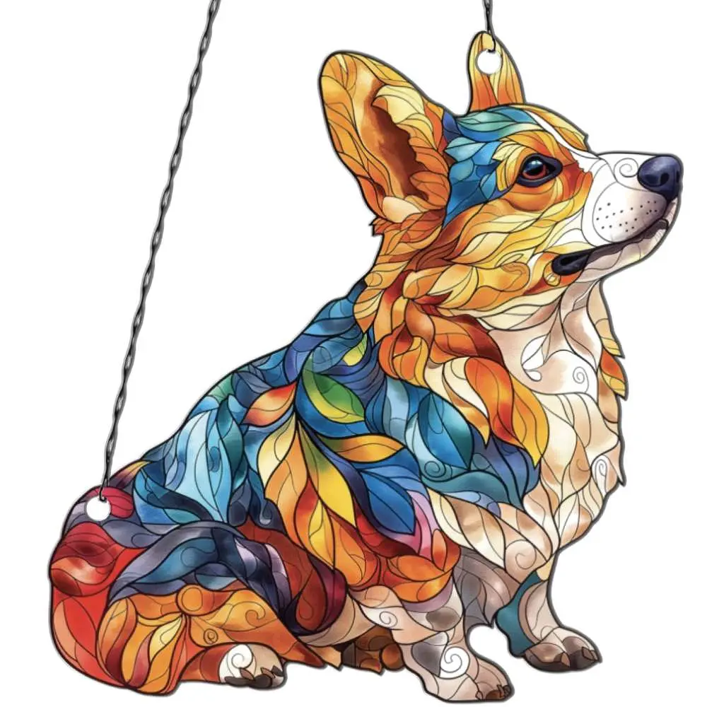 Violet Clothings Corgi Ornament Acrylic Window Hanging, Gift For Dog Lovers, Home Wall Room Hanging Decor, Christmas Decorations
