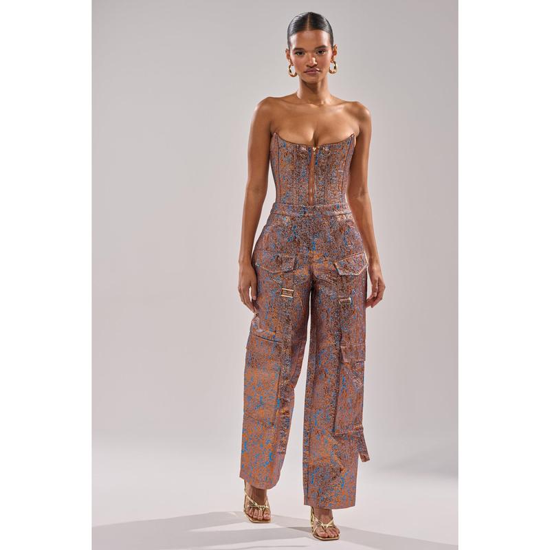 CHECK IT OUT BROCADE BRONZE TROUSER