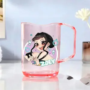 Viral TikTok Trend HUNTRX K-pop Themed Toothbrush Cup with Handle – Cute Cartoon Character Design, BPA-Free Plastic Rinse Cup, Stylish Home Bathroom Accessory for Kids & K-pop Fans, Perfect Gift for Teens