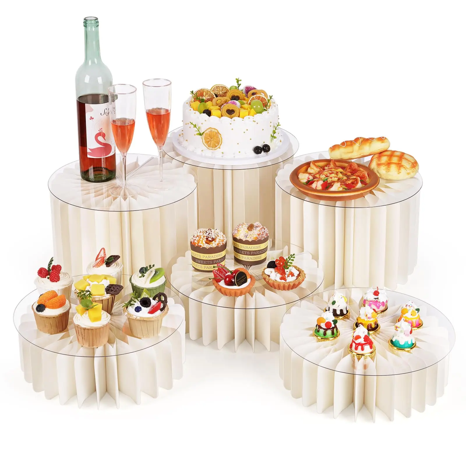 Show Risers 6 PCS Buffet Risers, Food Risers for Buffet Table, White Food Display ...