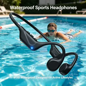 Wireless bone conduction open-ear sports headphones Headset are lightweight and comfy, no pressure for long wear. Waterproof and sweatproof, stable to wear. Ideal for running, fitness, outdoor cycling and sports use. Nice gift choice.