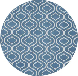 HomeRoots 527695 5 ft. Power Loom Moroccan Geometric Round Rug - Gray Boho Rug for Living Room, Living Room Decor