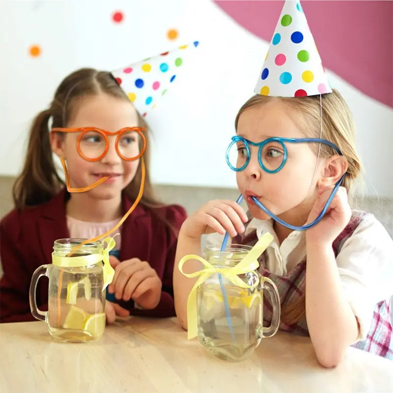 6-piece set♔New Korean Fashion Cartoon Crazy DIY Straw Creative Fun Quirky Glasses Straw