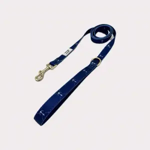 Anchors Away 5ft Leash, Gold hardware, padded handle, D-ring