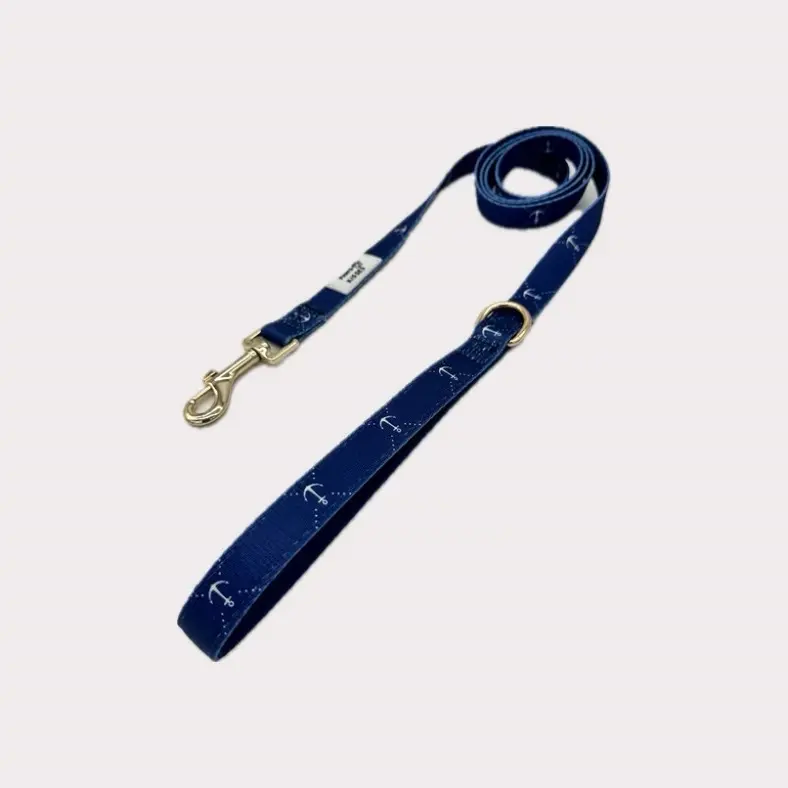 Anchors Away 5ft Leash, Gold hardware, padded handle, D-ring Anchors Away 5ft Leash, Gold hardware, padded handle, D-ring