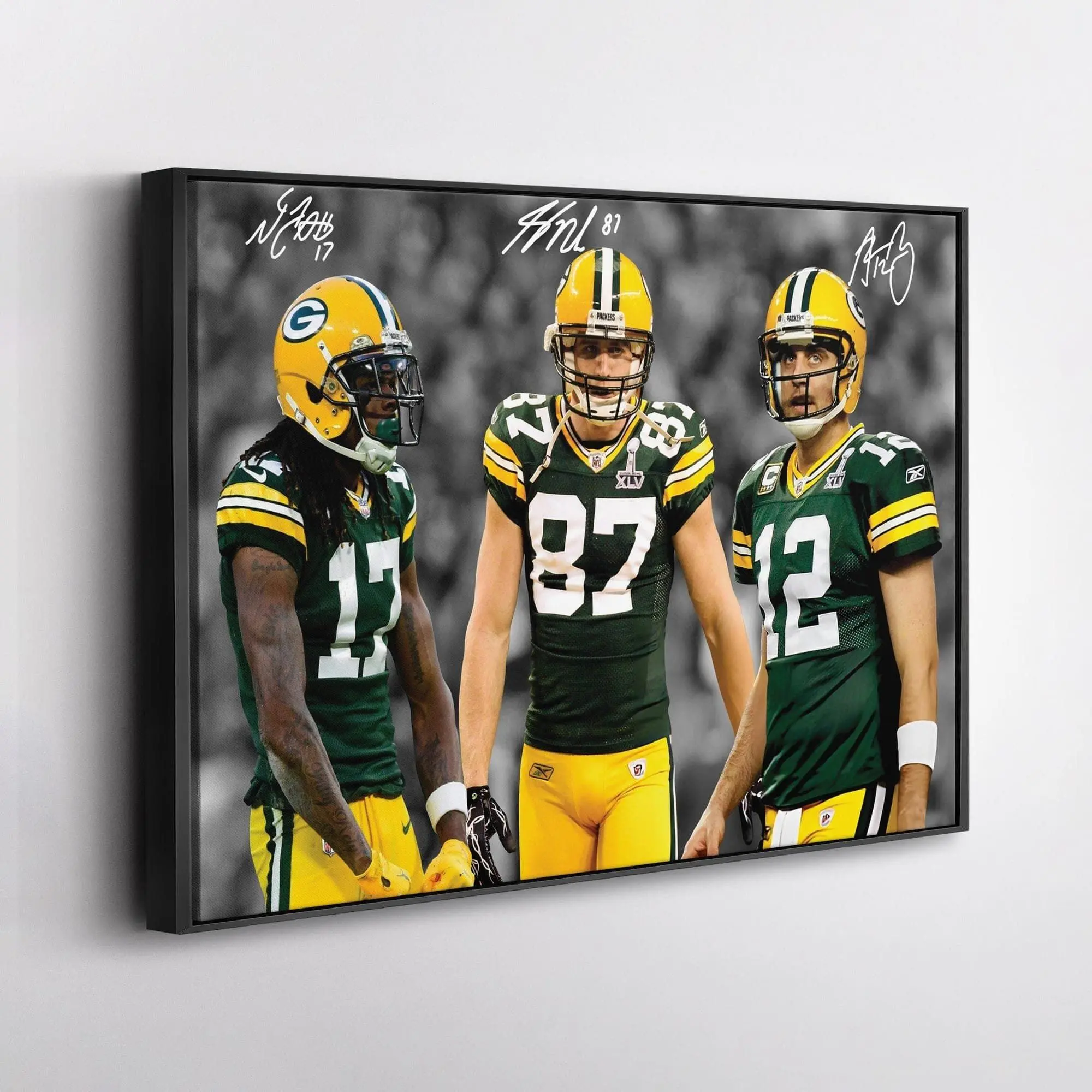 Green Bay Packers Aaron Rodgers Davante Adams Jordy Nelson Poster Wall Art Legends Football Poster Go Pack Go Sports Man Cave Home Decor ( Unframed - Print Only )