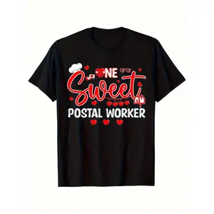 Postal Worker Valentine's Day T-Shirt - ONE Sweet Postal Worker Graphic Tee with Hearts - Soft Breathable Cotton Shirt for Mail Carriers, Valentine's