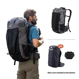 Adventure-Ready Large Capacity Hiking and Camping Backpack with Rain Cover Durable Nylon Internal Frame Breathable Back Panel Adjustable Straps Multiple Compartments