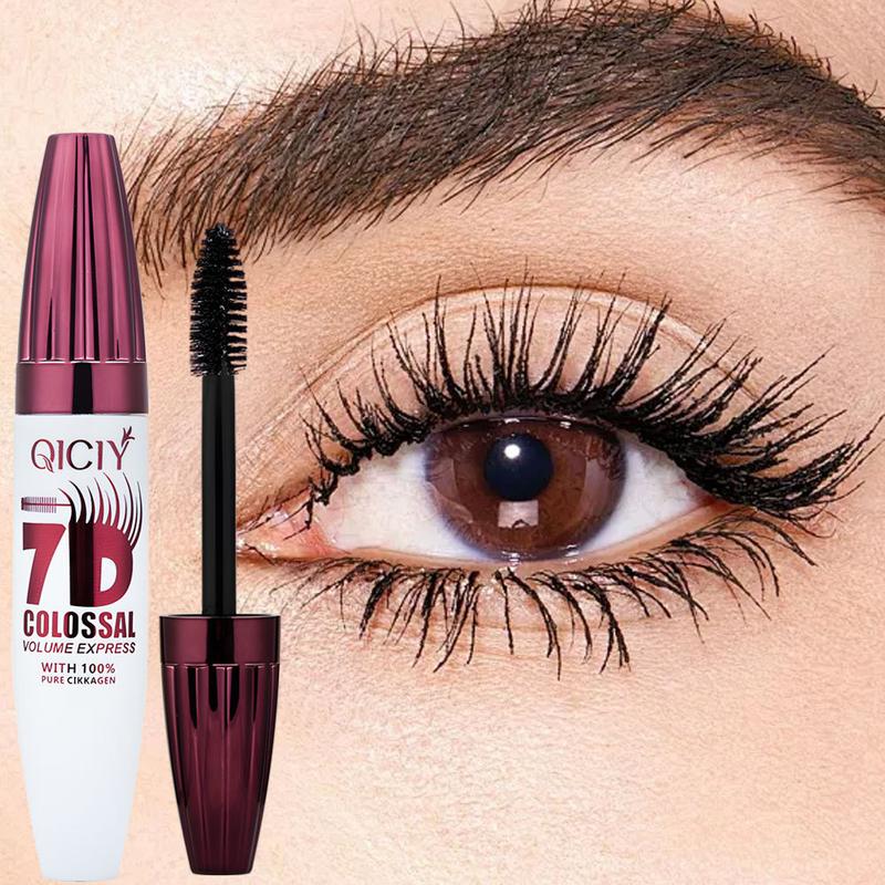 QICIY 7D Colossal Volume Express Flawless Mascara Waterproof Volumizing & Curling Smudge Proof Vegan Cruelty Free Easy Application for Beginners Long Lasting Natural Non Smudged Tubing Mascara for All Ages Skin Types Makeup
