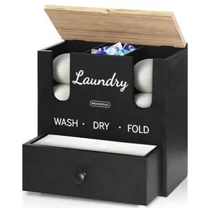 Megsooul 3-in-1 Dryer Sheet & Balls Holder with Lid for Laundry Room Organization - Dryer Sheet Container, Pod Holder Dispenser, and Accessories Organizer