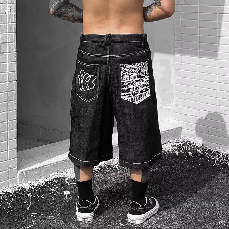 Mens Loose-Fit Summer Denim Shorts In The American West Coast Style