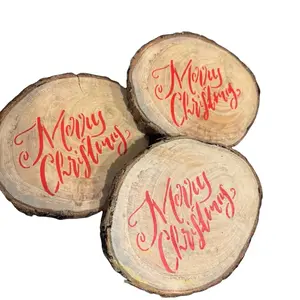 Handmade Cedar Wood Christmas Ornaments with “Merry Christmas” design- for Outdoor and Nature-Loving Home Decor handmade ornament