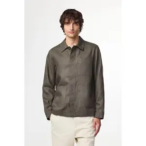 Olav Linen Workwear-Inspired Overshirt - Croc Green | NN.07