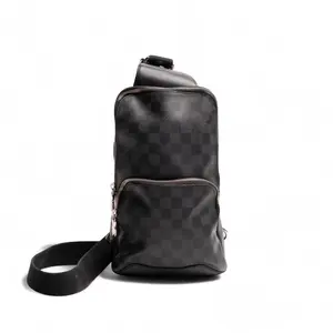 Pre-owned Louis Vuitton Coated canvas Messenger Bags Authentic, Damier Avenue Sling Bag, Graphite
