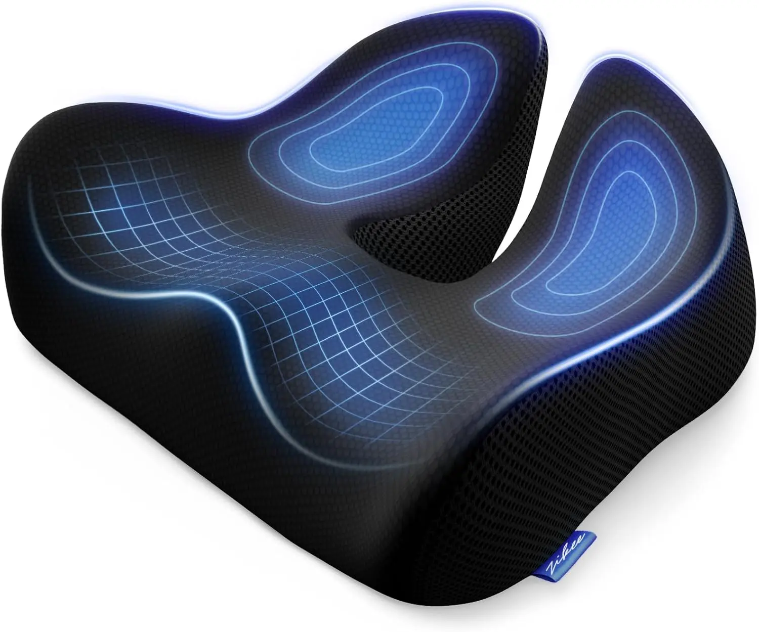 6.0" Thickened Memory Foam Seat Cushion with Widened Cutout, Mesh, 7-Shaped Zipper, Contoured Support for Office, Stadium, Airplane Seats, Stadium Seats