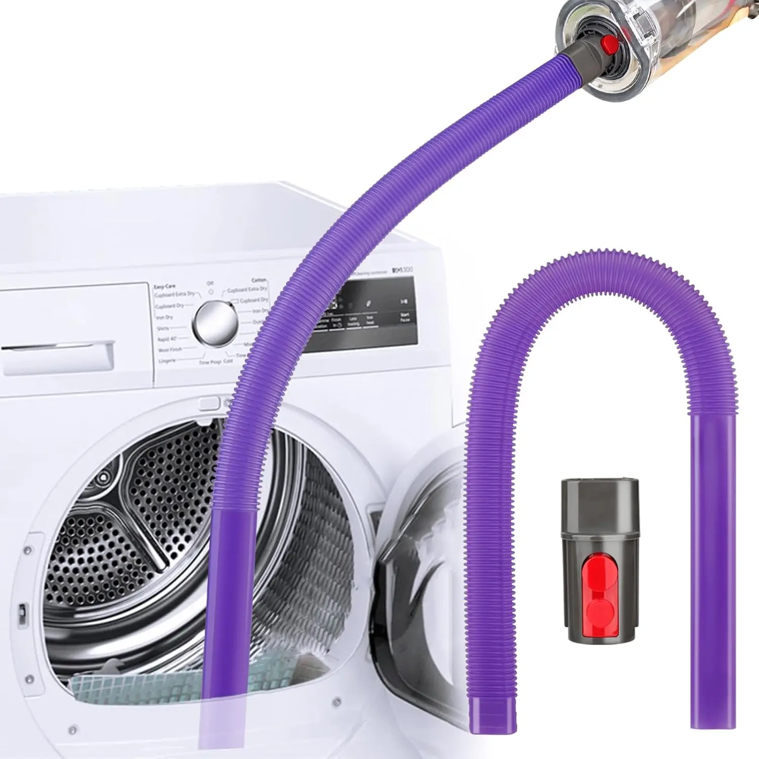 Dryer Vent Cleaner Kit Flexible Vacuum Lint Remover Hose Attachment, Universal Quick Connect Dryer Duct Cleaning Tool to Clear Built-Up Lint, Boost Dryer Efficiency & Prevent Household Fire Risks