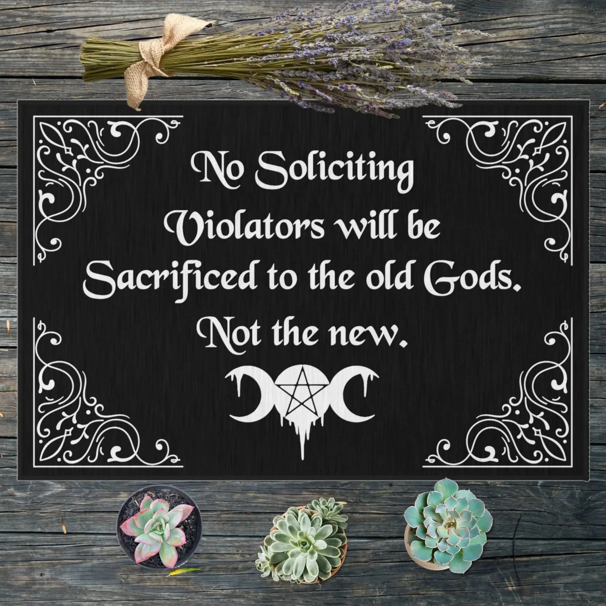 No Soliciting Doormat | Welcome Mat, Witchy Doormat, Dark Humor Gothic Doormat Funny Doormat, Old Gods, Indoor Outdoor entryway Decoration