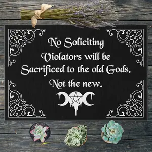 No Soliciting Doormat | Welcome Mat, Witchy Doormat, Dark Humor Gothic Doormat Funny Doormat, Old Gods, Indoor Outdoor entryway Decoration