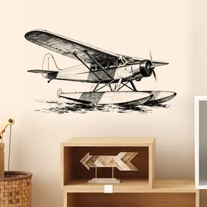 1 piece, propeller plane wall sticker, large vehicle sticker, 2D flat sticker, interesting design, suitable for living room, home decoration background wall decoration, PVC super convenient removable self-adhesive sticker wall sticker