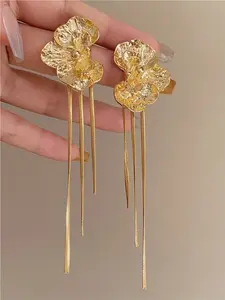 Women's Flower Design Dangle Earrings, Luxury Exaggerated Fashion Jewelry for Evening Parties & Runway Shows, Dangling Earrings