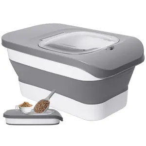 Pet The ultimate space-saving pet food container. Its innovative foldable design saves space, while the superior airtight seal ensures food stays fresh and protected. Comes with a handy scoop for easy, hygienic feeding. A must-have for any pet owner. all