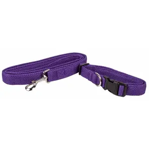 Pet Life  Aero Mesh 2-in-1 Dual Sided Comfortable & Breathable Adjustable Mesh Dog Leash-Collar, Purple - Medium