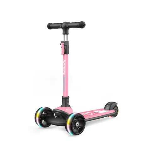 Besrey Unisex Kids Scooter for 3-15 Yrs, 6 lbs BPA-Free Fold & Go 11.41" LED Glow PU Wheels, ABEC-7 Smooth Ride, Adjustable Handlebar, 1 Mo Support, Ideal for Family Outdoor Fun & Festival Gifts (Up to 110 lbs)