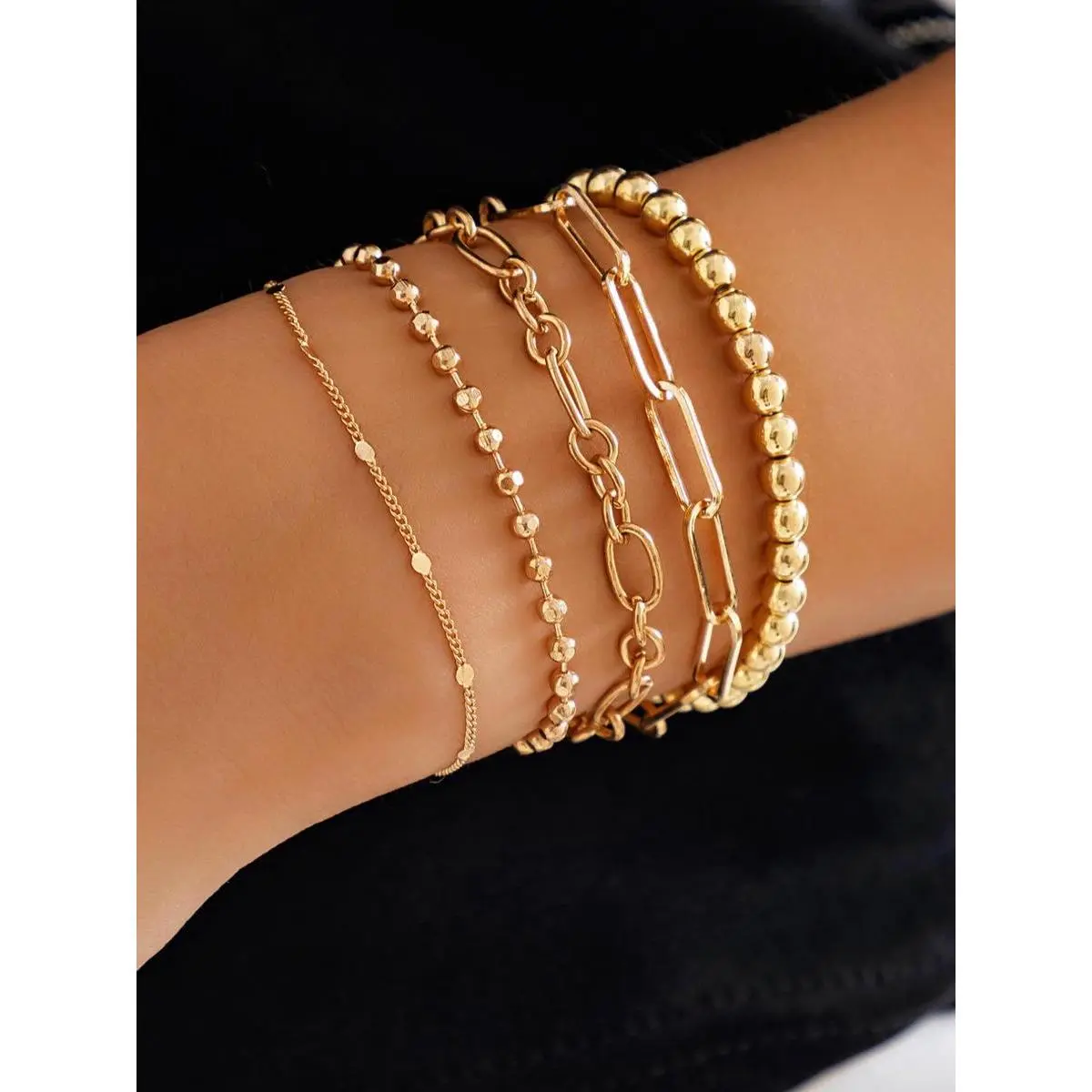 Fashion Simple Chain Bracelet & Beaded Bracelet, Summer 2024 Bangles Bracelets, Casual Stackable Matching Bracelet, Trendy All-match Jewelry, Streetwear Accessories As Friendship Bracelets, for Fall
