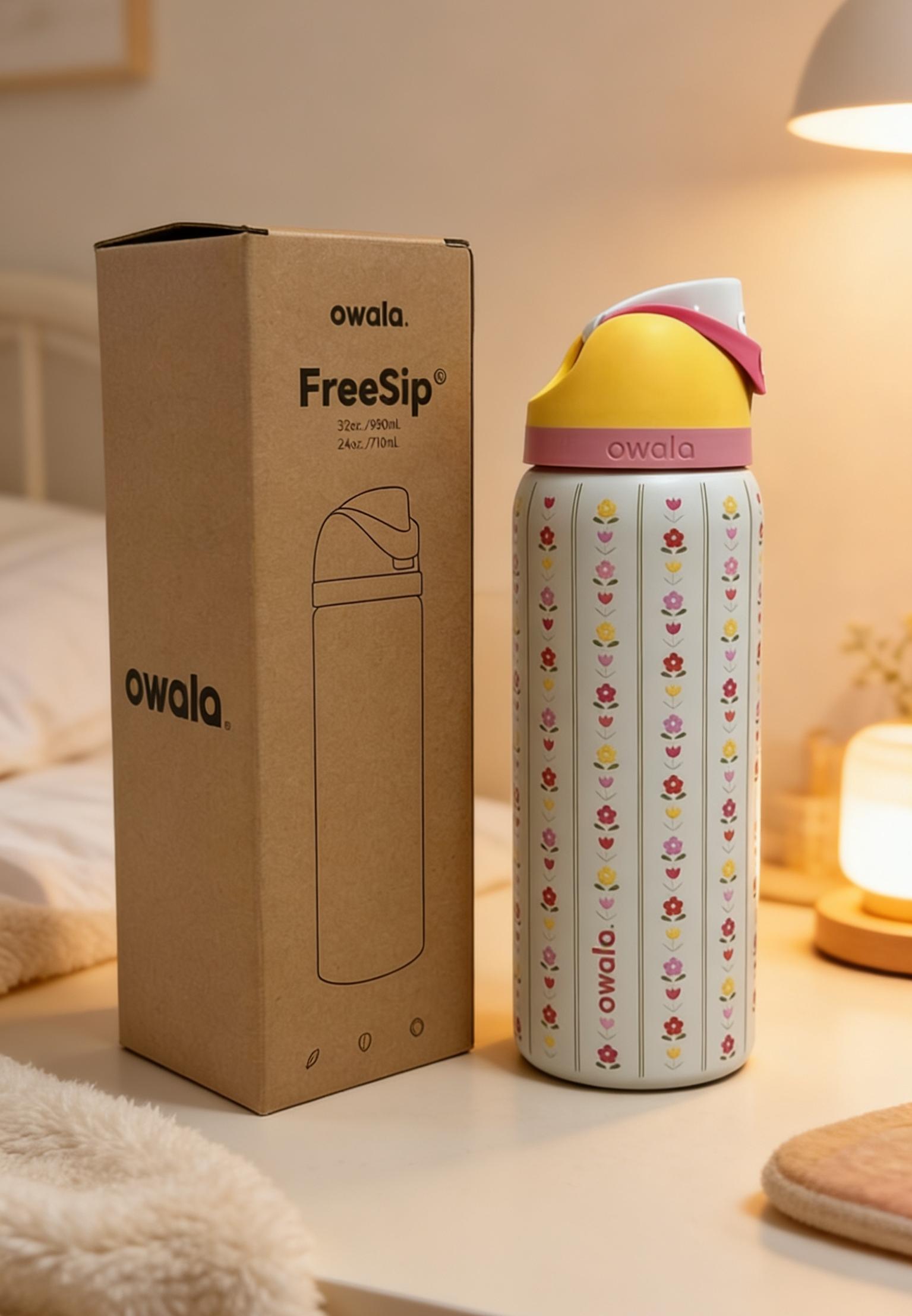 Owala 32oz Cute Floral  Water Bottle, Leakproof Insulated Stainless Steel Bottle with Built-In Straw, Trendy Aesthetic for On-the-Go Hydration Drinkware Flasks Mug Tumbler Bottled Portable Ceramic Skinny Collegiate Vacuum Flask insulate houses