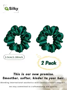 2pcs 100% Mulberry Silk Scrunchies, Minimalist & Elegant, Seamless & Gentle, Light Luxury Texture, High Elasticity. Ideal for Professional Women, Students and Daily Hair Care. Versatile Hair Accessory for Commute, Social and Party Occasions.