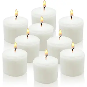 White Votive Candles, 9 Packs Small Unscented 1.5 Inch Diameter Wax Candles for Christmas Valentine's Day Wedding, Party, Table, Holiday & Home Decoration - 8 Hours Burn Time (1.5" W x 1.25" H)