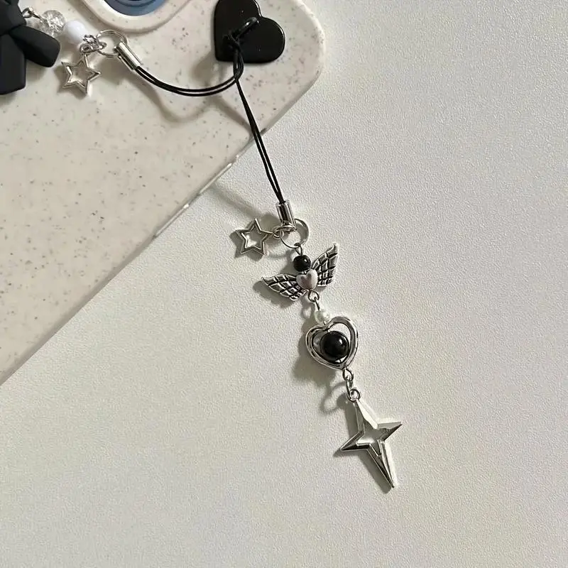 Cute Star & Wing & Heart Design Charms Phone Chain, Cell Phone Charm, Fashionable Phone Lanyard, Mobile Phone Strap for Women & Girls, Mobile Phone Decoration Accessories, Phone Accessory