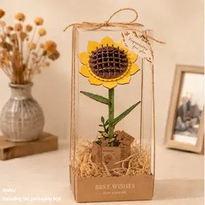 3D Wooden Flower Puzzle, Sunflower DIY Craft Kit, Adult Model Assembly Set, Perfect Gift for Mother's Day and Valentine's Day