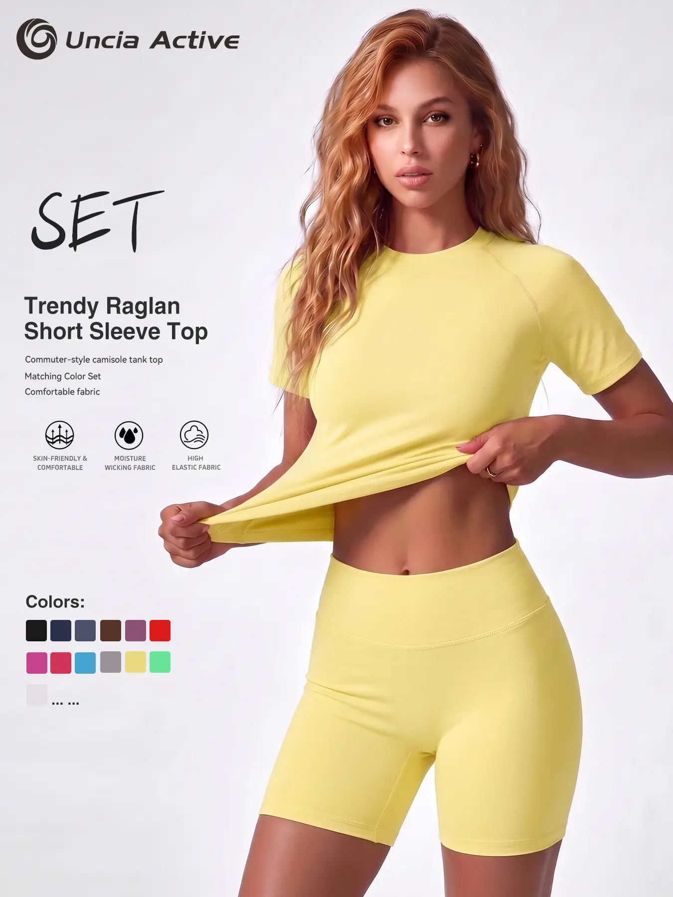 Uncia Active Women's 2-Piece Tracksuit Set - Seamless-Free Shorts, Raglan Sleeves Tee with Flat Tummy & Glute-Lifting Fit, Workout Gym Matching Sets for Outdoor Yoga, 2 Piece Sets, Workout Sets For Women summerwins Try it