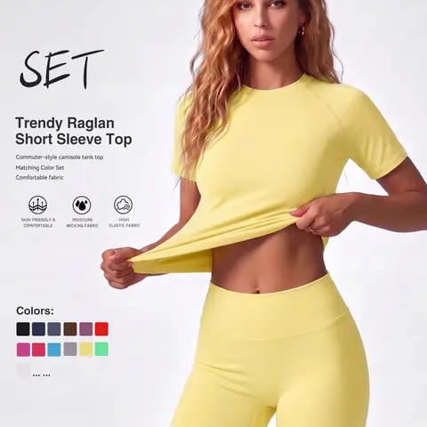 Uncia Active Women's  Tracksuit Set - Seamless-Free Shorts, Raglan Sleeves Tee with Flat Tummy & Glute-Lifting Fit, Workout Gym Matching Sets for Outdoor Yoga, Workout Sets For Women summerwins Try it,outdoorfun