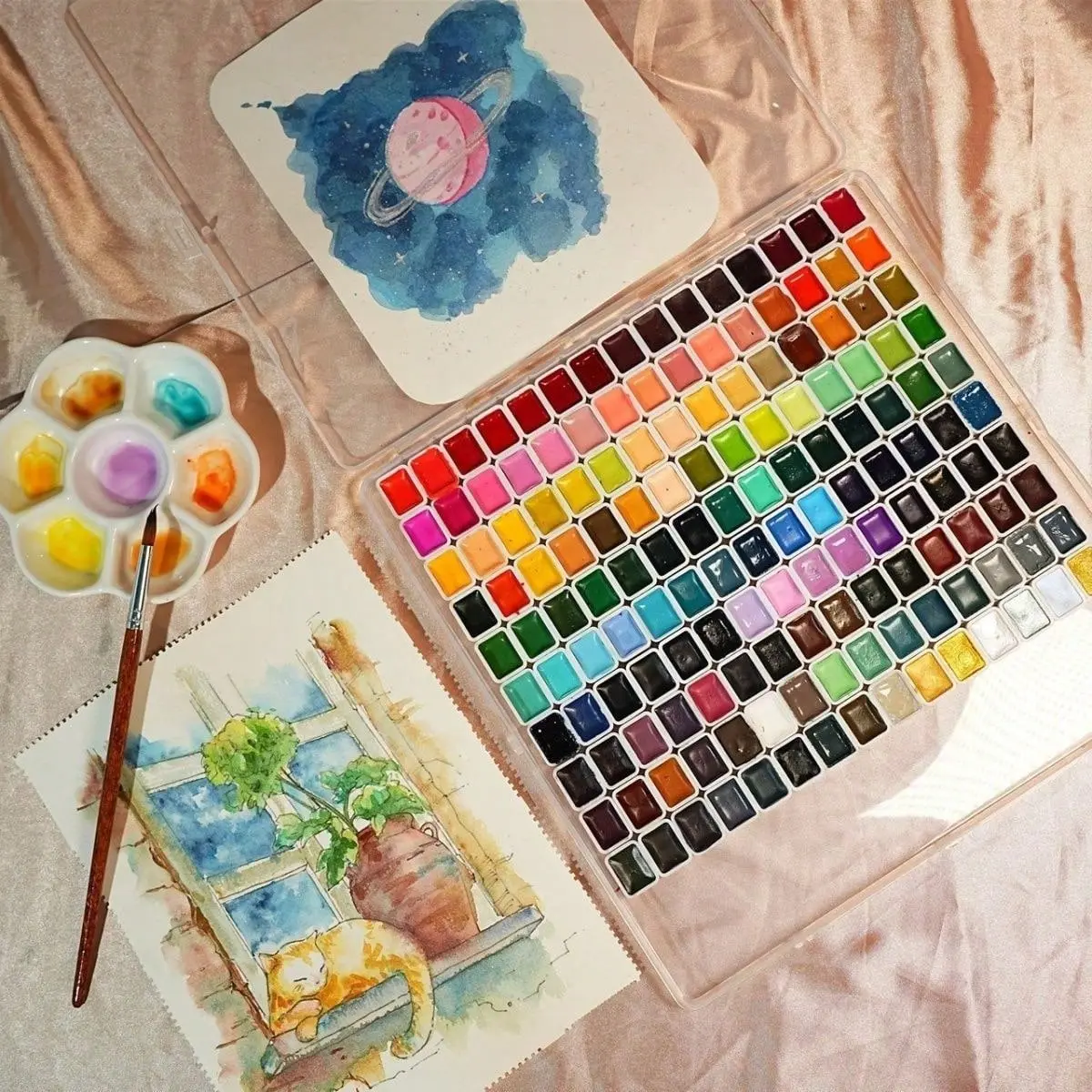 150 Assorted Colors Premium Granulating Watercolor Pigments Transparent Formula Professional Art Painting Supplies
