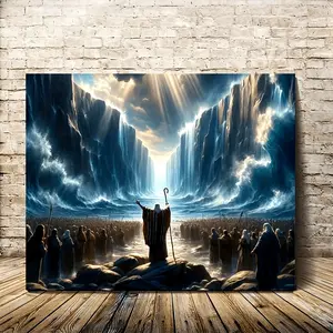 1pc Religious Christ Canvas Art - Wrapped Canvas Painting with Wooden Frame, Dramatic Biblical Scene of Jesus Calming the Storm, Modern Wall Decor for Living Room, Bedroom, Office, Indoor Use, Indoor Art Piece| Modern Religious Art| Wrapped Canvas Fr