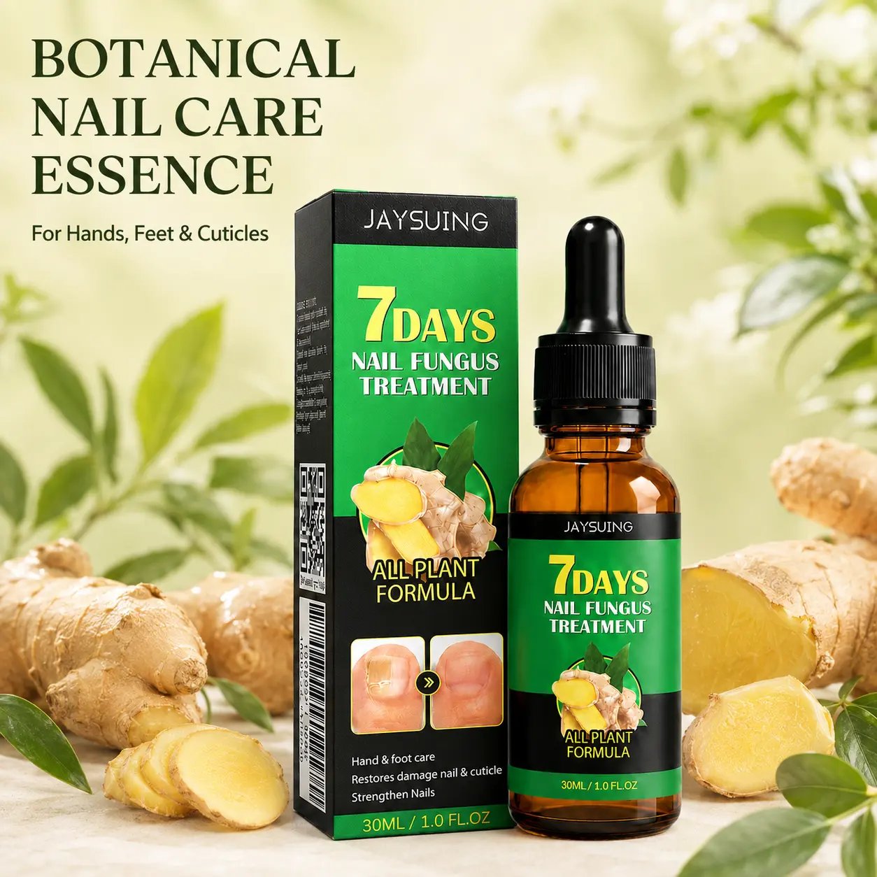 Ginger Nail Care Serum forHealthy-Looking Nails & Cuticles, Plant-BasedNail Strengthening Serum, Nourishing Care forWeak & Drv Nails