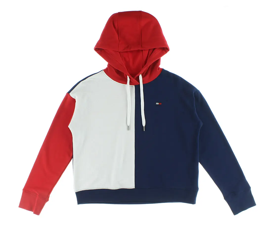 Tommy Hilfiger Vertical Colorblock Crop Womens Active Hoodies