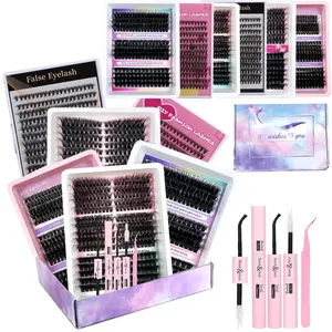 Individual False Eyelashes Kit, 8 Counts/set Mixed Length & Styles Natural Look DIY Eyelash Extensions, Self Grafting Curl Eyelashes, Eye Makeup Accessories, Cosmetic