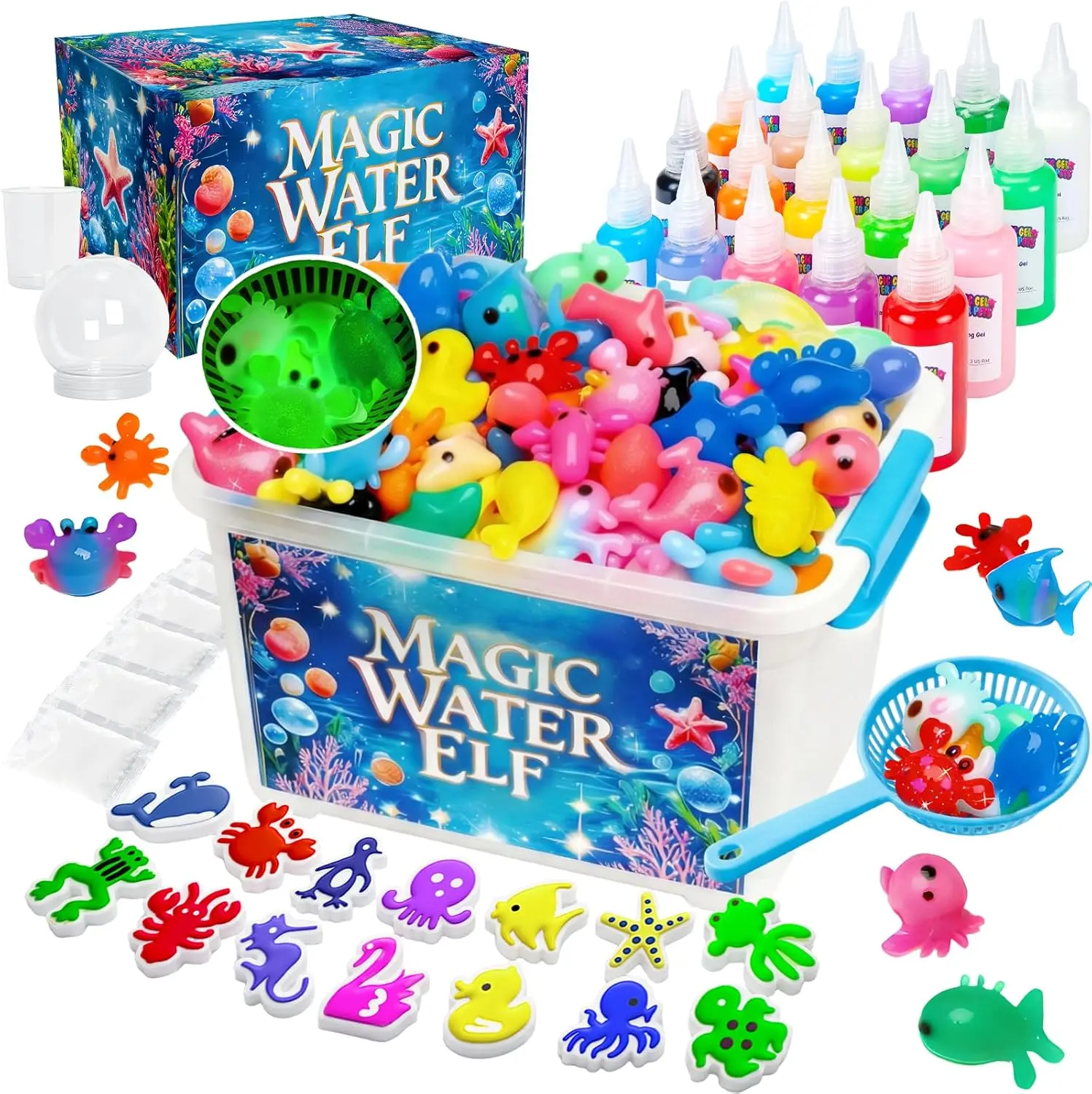 【Deals For You Days】Magic Water Elf Toy Kit - Mini Slime & Squishy Toys, Slimy Gels, 20 Gels & Molds, Sensory DIY Craft Kit, Party Favors & Gifts for Kids Ages 3+, Slimy Gels Slime & Squishy Toys