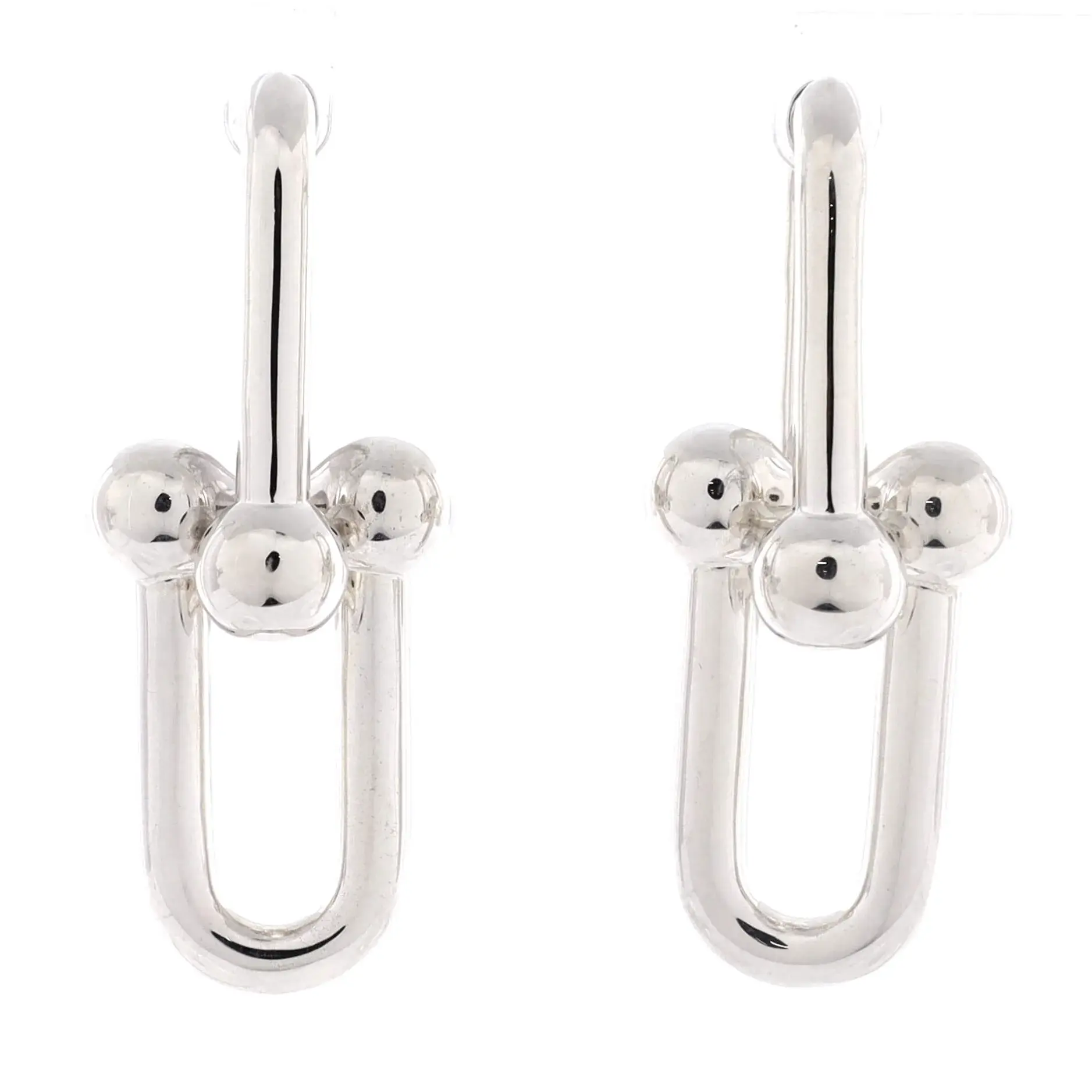 Pre-owned Tiffany & Co. Hardwear Link Earrings Sterling Silver XL by Rebag