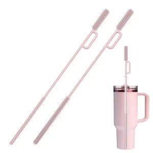 Silicone Dual-Head Straw Brush for Thin Tubes, Ultra-Fine Long Head, Deep Cleaning Cup Lids, Baby Bottles, Insulated Cups, Food Grade Bendable, Cleaner
