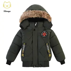 Toddler Hooded Puffer Jacket, Boys Thick Long Sleeve Winter Warm Coat with Pockets