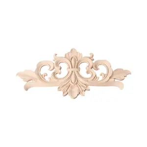 Wood Carved Corner Onlay Applique Frame Decoration Furniture Unpainted Home