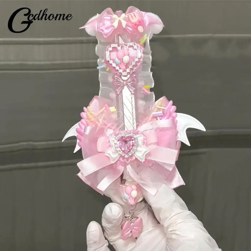 Sweet Pink Utility Knife Korean Y2K Wings Bow Heart Style Box Cutter Scrapbook Paper Cutter Student Portable Cute Knife