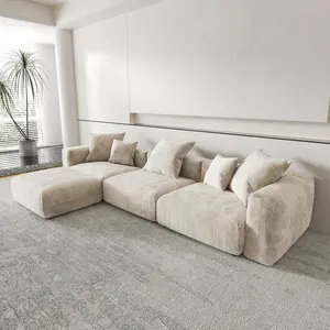 【Father's Day Gift】 Karlhome 141 Inch & 111 Inch Chenille Deep Seat Loveseat Sofa, Stylish Compact Creamy Cloud Design for Living Room & Bedroom Small Spaces Home Furniture,  summervibe