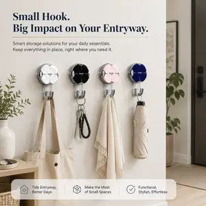 Heavy Duty Suction Cup Hooks, Strong Suction Hanger for Wreath, Shower, Window & Glass Door. Waterproof Outdoor Hooks for Bathroom Wall Hanging - Removable, No Drilling